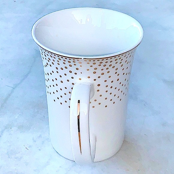 GRACES TEAWARE METALLIC GOLD DOTS COFFEE MUG CUP NEW PORCELAIN - Picture 4 of 6